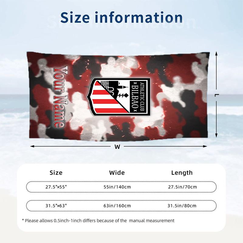 Beach Towel Athletic Bilbao FC Print Custom Name Text Soft Towel for Swimming Pool