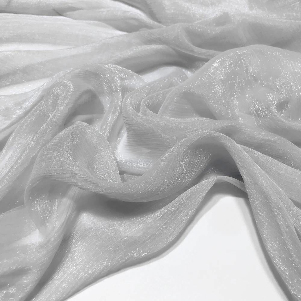 30D Silk Crepe Chiffon Fabric for DIY Hanfu Dress Is A Silver-thread Wrinkled Doll Dress Cos Fabric 100x150cm