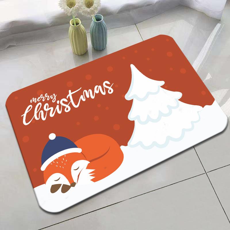 Christmas Floor Mat Festive Atmosphere Feeling Absorbent Non-slip Foot Mat Household Door Floor Mat