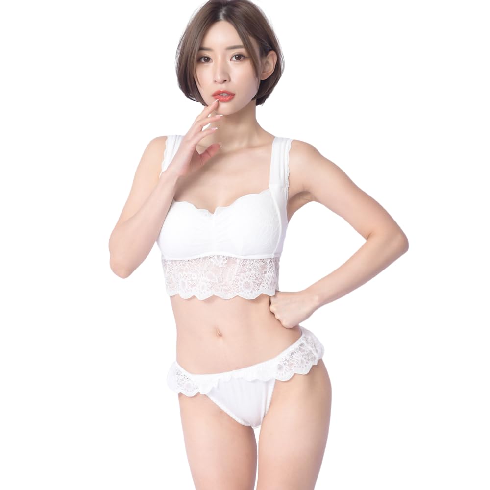 RAVIR Underwear Bra and Panty Size Small Women's Set, Cup, Ruffle, Stress-Free, Bust-Shaping, Wireless, Cute, Comfortable, Delicate, Stretchy, Fit,