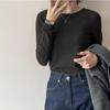 Fashion Long Sleeve Slim Fit White T-shirt Women Round Neck Spring and Autumn Simple Base T Shirt Ladies Elegant Solid Casual Pullover Tee Tops 25571