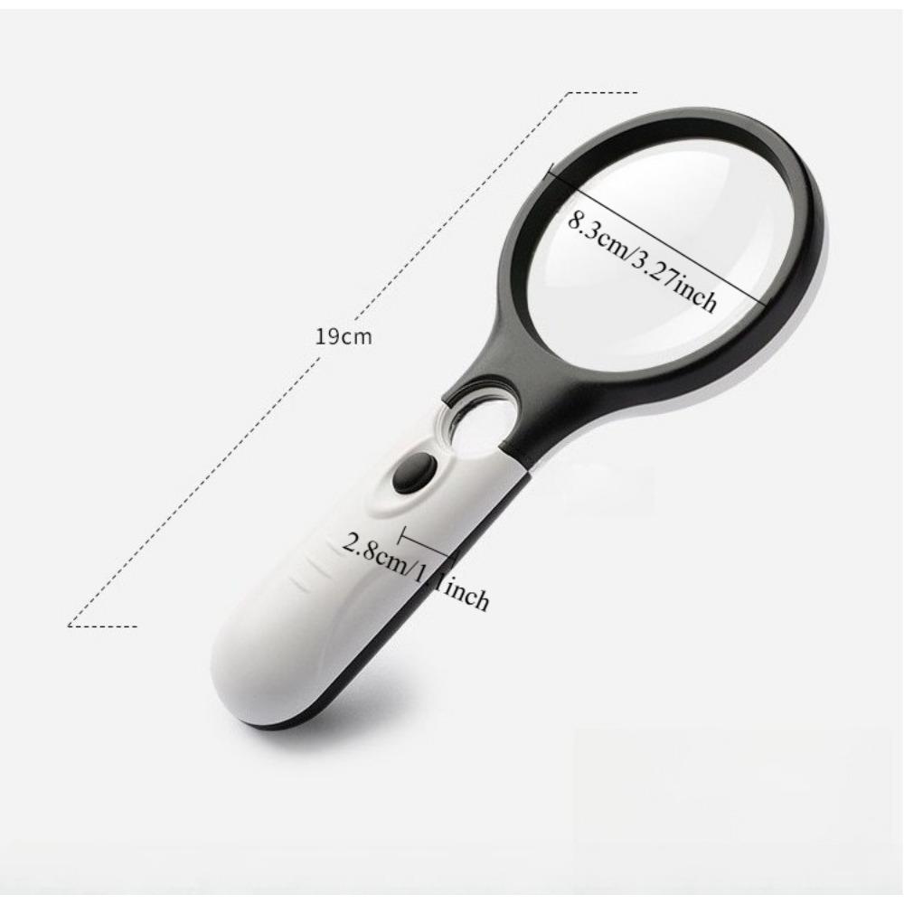 1PC handheld magnifying glass 45 times double lens reading elderly portable large mirror high definition strong light LED