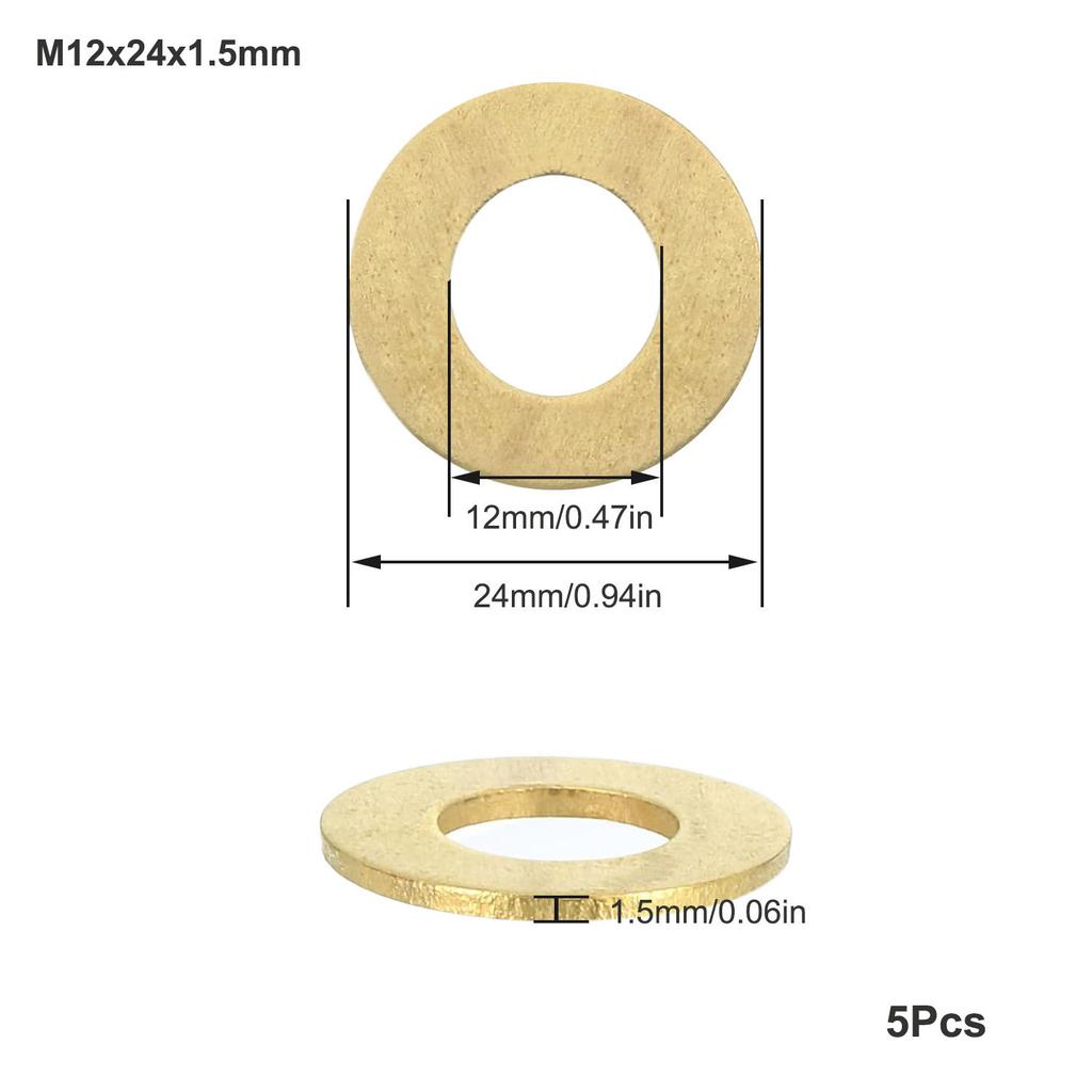 10-200Pcs Brass Flat Washer M2 M2.5 M3 M4 M5 M6 M8 M10 M12 M14 M16 M18 M20 Solids Brass Gasket Shim Coppers Metal Meson Pad Spacer