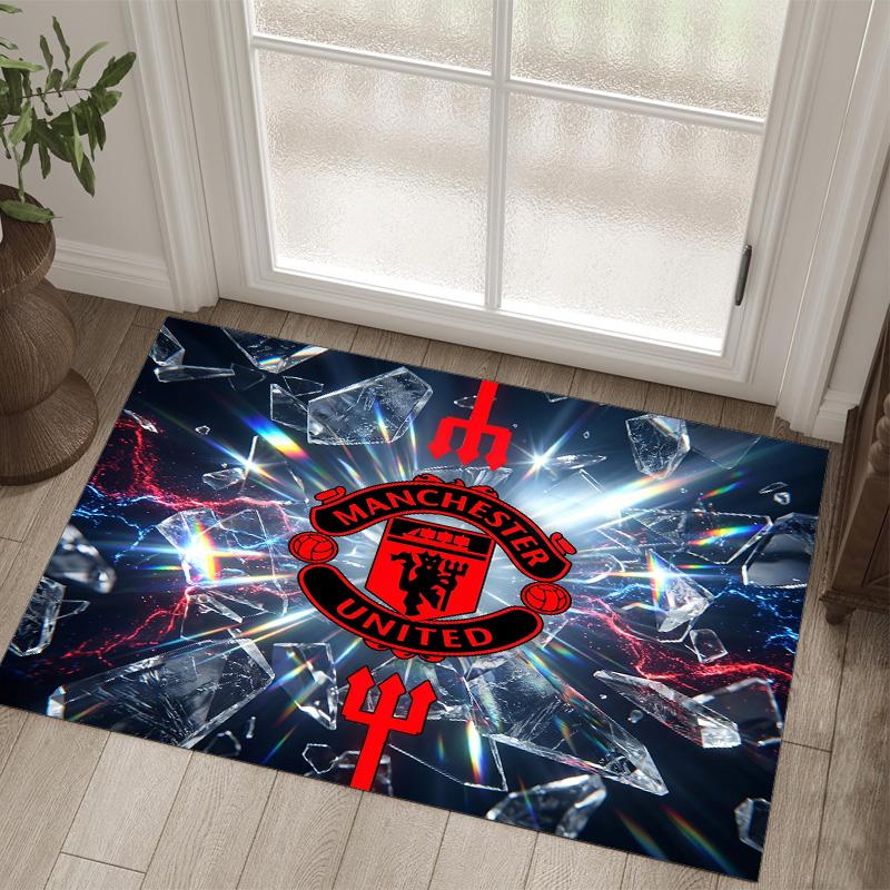 Design Manchester United Křišťálový sametový koberec Útulný Ne?Protiskluzová tištěná předložka do ložnice, obývacího pokoje, předsíně