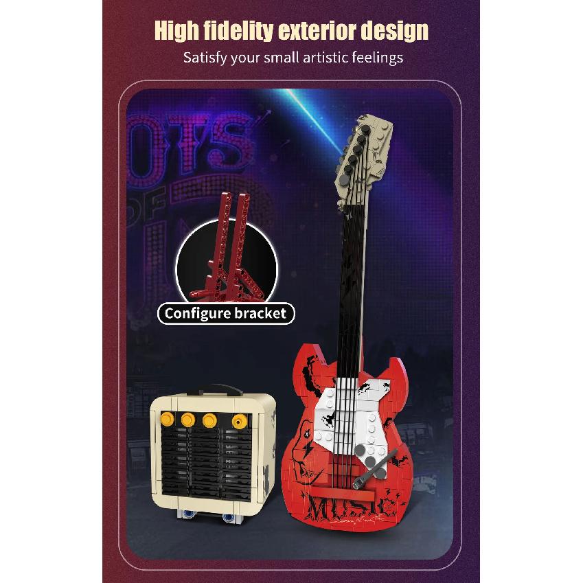 Assembling Guitar Blocks Can Be Connected To Bluetooth Speakers,home Decor,creative Small Particle Assembly Toys