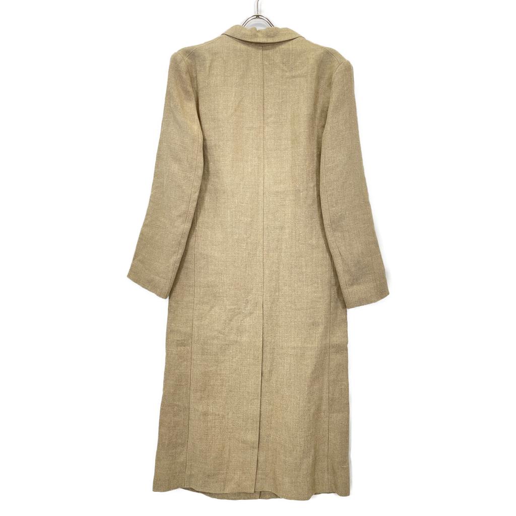 MADISON BLUE Beige MB171-2004 Pearl Button Linen Double Chester Long Coat Coat O2 beigeUsed