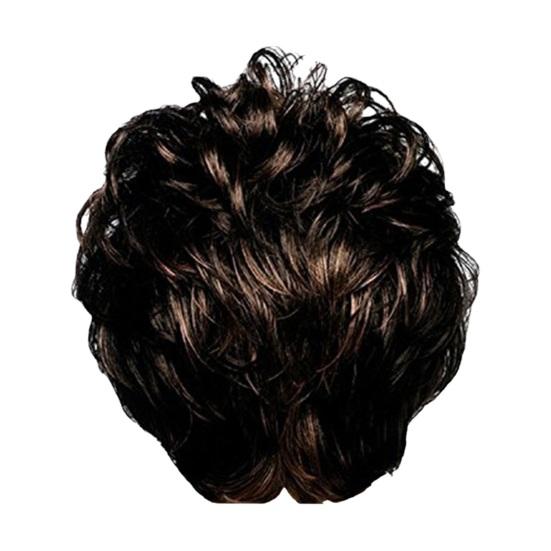 Perruque synthétique courte bouclée avec frange pour femmes, aspect naturel, soyeux, en Fiber de haute température, cheveux synthétiques noirs pour dames d'âge moyen