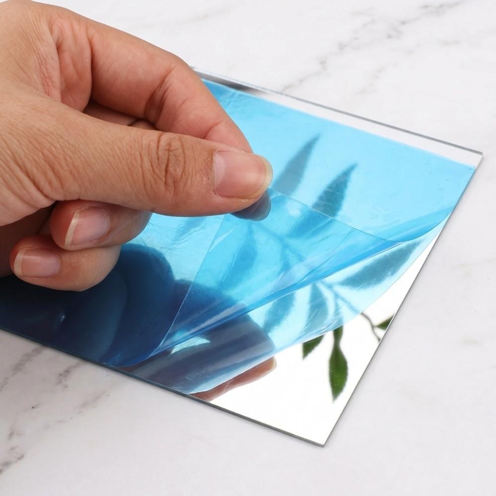 16pcs Self Adhesive Square Mirror Tile Stickers 5.91in Silver 3D Mosaic Wall Decal Square Shape Mirror Tile Home Decor