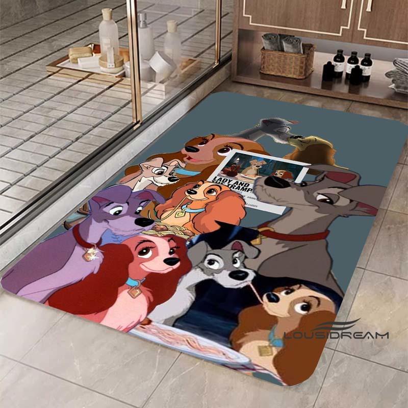 Cartoon Lady and the Tramp rug, suitable for bedroom, living room and other home décor, fluffy square rug, soft area rug, play