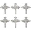 6 Stück Kristall Kreuz Aufnäher 80mm Strass Kreuz Aufnäher zum Aufnähen Kreuz Applikation Weißes Kreuz Kristall Aufnäher für Kleidung Taschen Hüte Schuhe Dekorationen