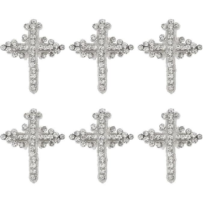 6 Stück Kristall Kreuz Aufnäher 80mm Strass Kreuz Aufnäher zum Aufnähen Kreuz Applikation Weißes Kreuz Kristall Aufnäher für Kleidung Taschen Hüte Schuhe Dekorationen