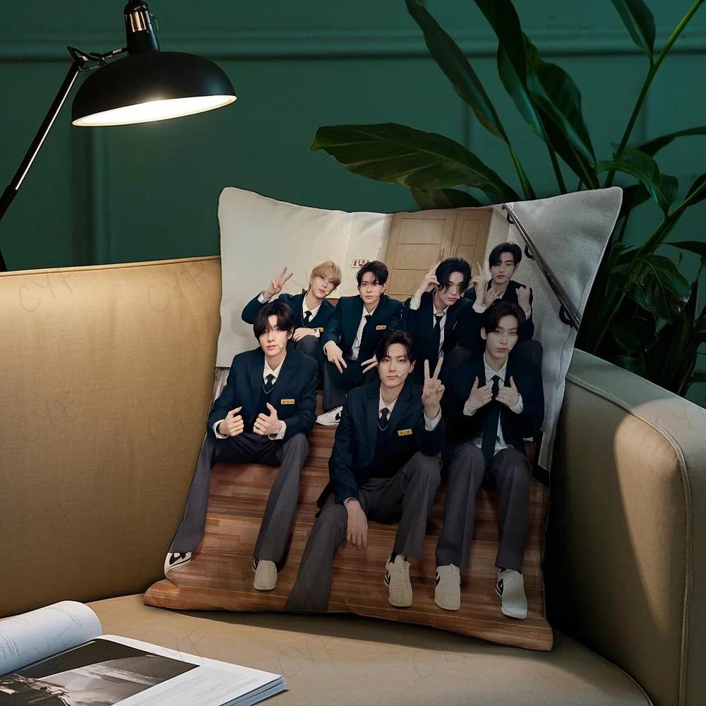 Boy Team E-Enhypen Pillow Case Pillowcase Anti-Dustmite Pillow Invisible Zipper Silky Short Plush Sofa Cushion Cover
