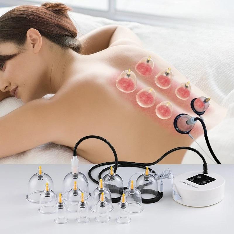 6/12 Cans Electric Vacuum Cupping Massager for Body Slimming Gua Sha Muscle Relaxation Home Spa Use