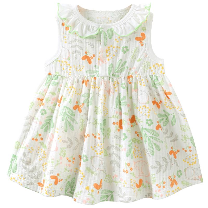 Baby Girls Floral Sleeveless Cotton Dress 80