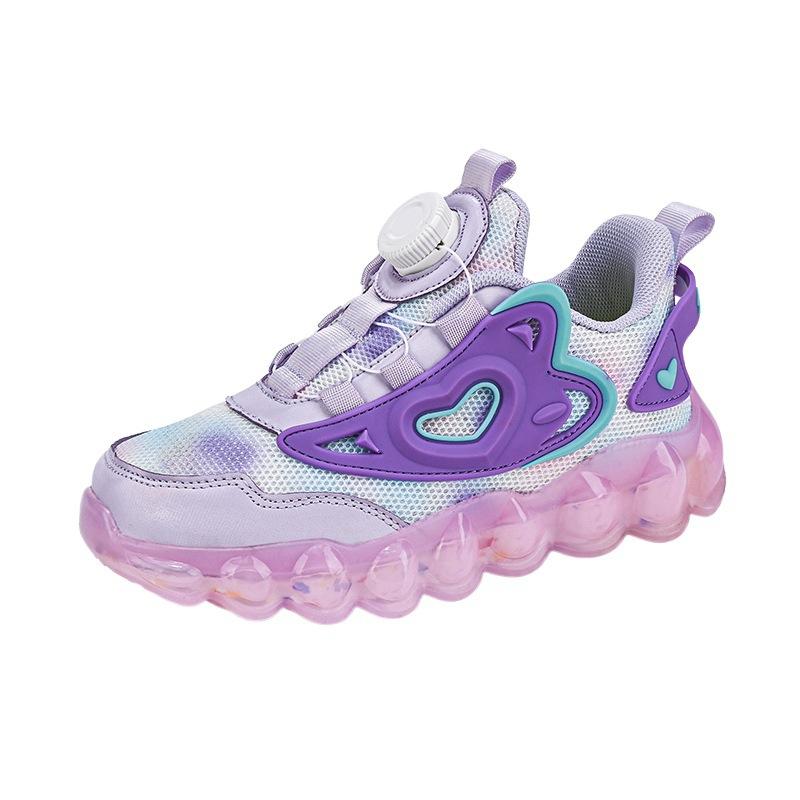 Mädchen Sportschuhe 2025 Frühling und Herbst neu wasserdichte Lederoberfläche Drehknopf Kinderschuhe mittlere und ältere Kinder weich besohlt Lauf