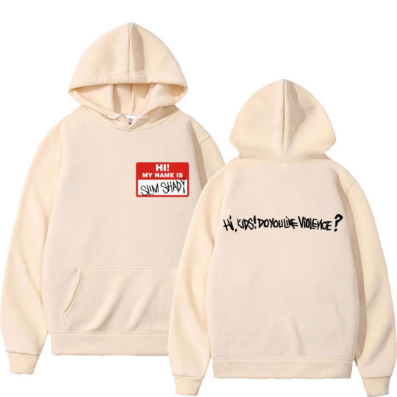 Hi My Name Is Eminem Slim Shady Fashion Hoodies Vintage Hooded Sweatshirt Men Women Oversized Fleece Pullover Streetwear