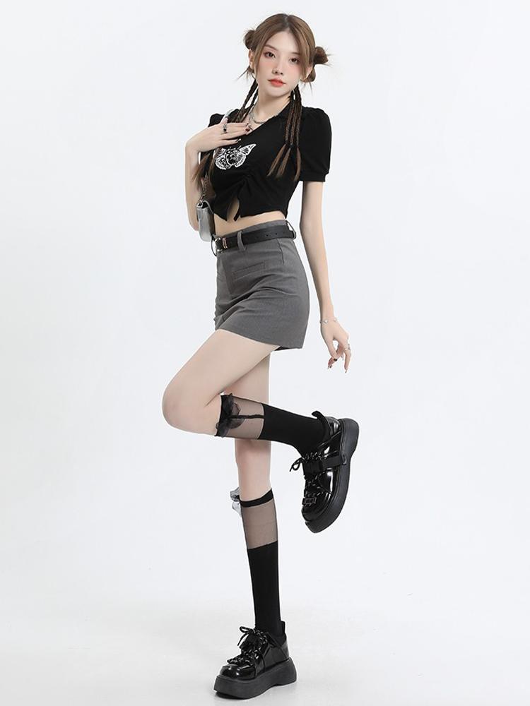 Dámský oblek Minisukně Summer Basic Slim Vysoký pas Sukně Šortky Kancelář Lady All-match Černá Elegantní Vintage