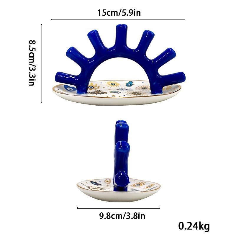 Creative Design Ring Display Stand Ceramic Home Entrance Decoration Ornament Eye Plates Jewelry Storage Tray Ashtray