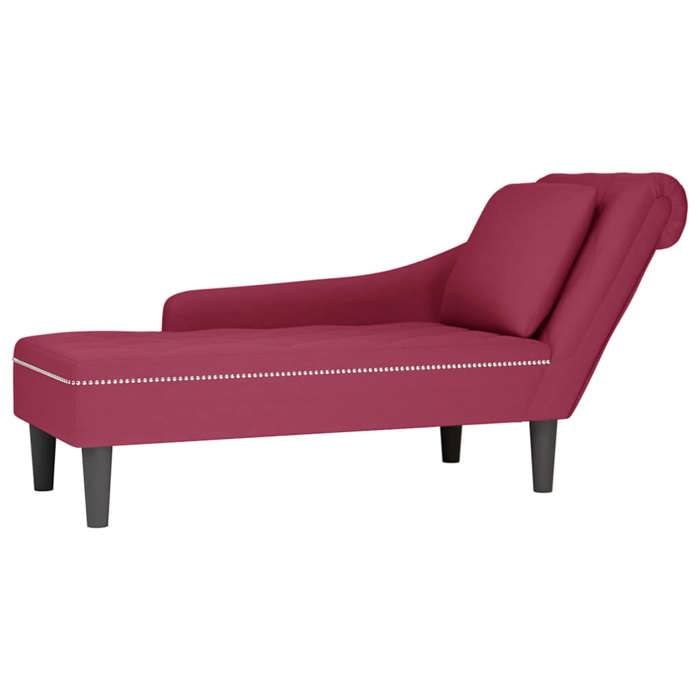 VidaXL Chaise Longue Avec Coussin Et Accoudoir Droit Rouge Bordeaux, Fauteuil, Fauteuil De Relaxation, Chaise Longue 4009776
