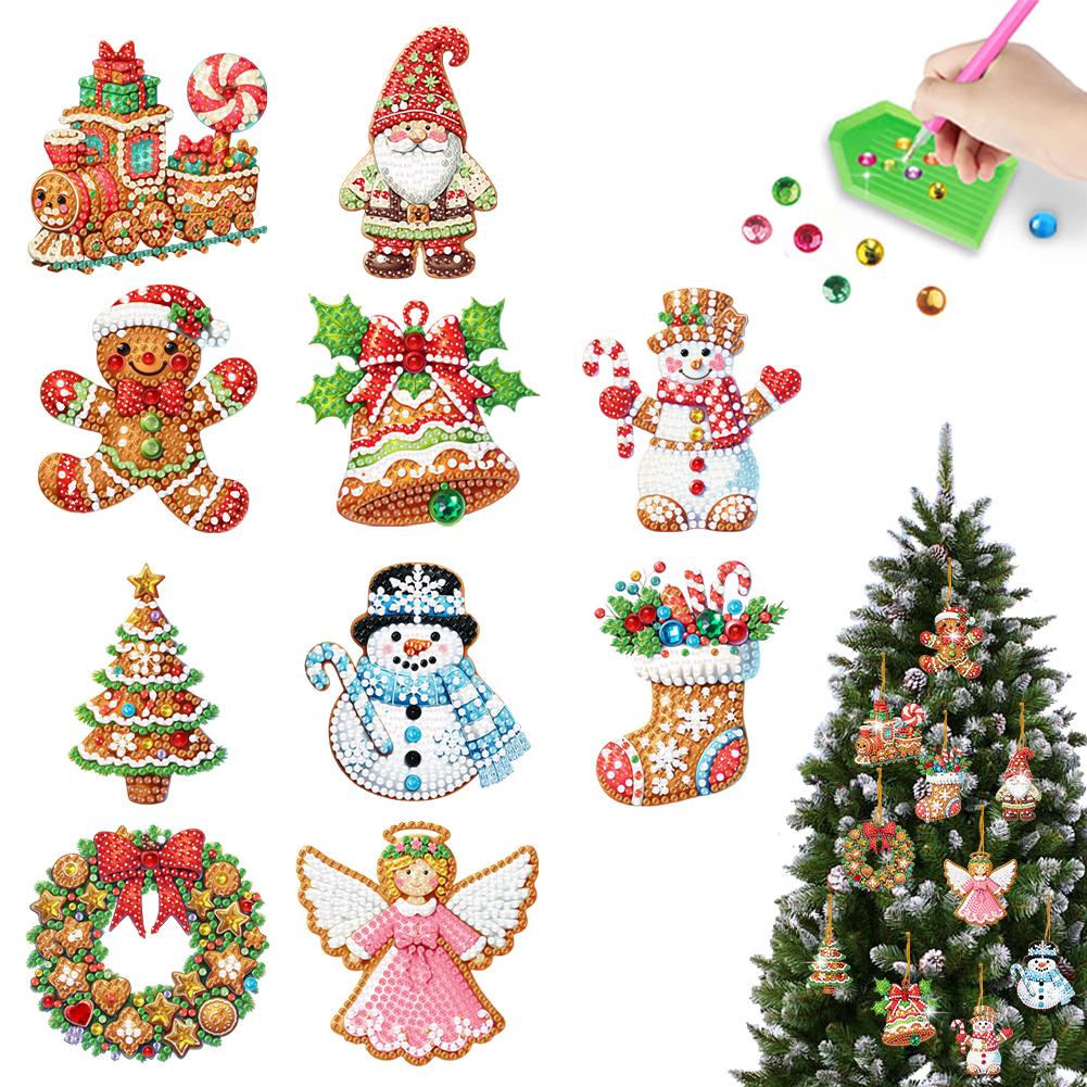 Christmas Diamond Painting Hanging Diamond Art Kits Acrylic Pendant Christmas Tree Pendant for Xmas Trees Home Wall Decoration