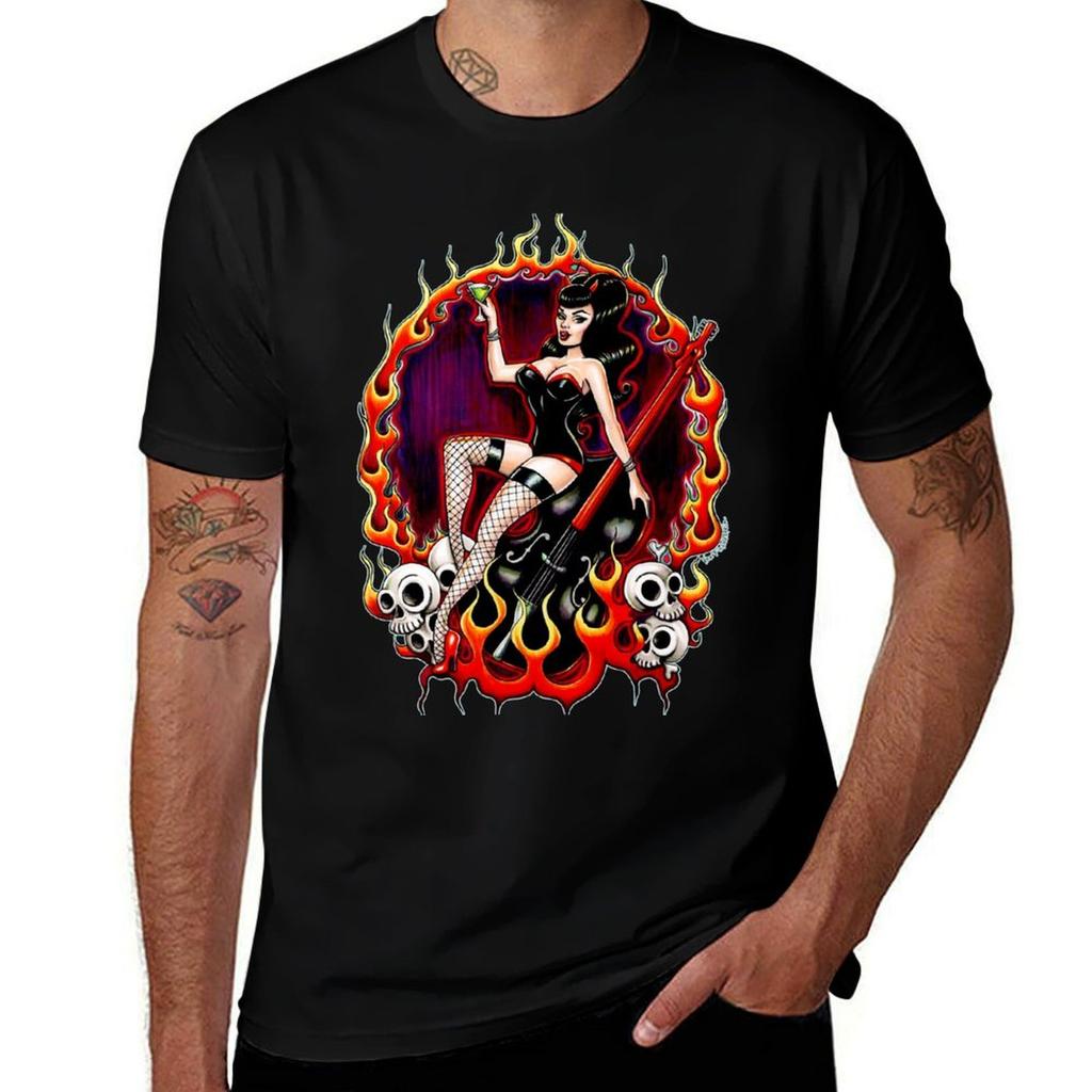 Rockabilly Rockabella (Black) Tshirt Outdoor Sports Lightweight Tee