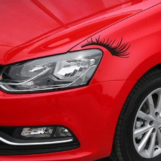 2Pcs Car Eyelashes Stickers Funny Car Headlight Sticker Waterproof Fake Eyelash Decals Tailgate Fridge Wall Window Vehicle Decoration Gifts for Men