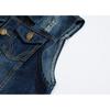 Colete Jeans Masculino Grande Estilo Coreano Slim Tendência com Furos Casuais