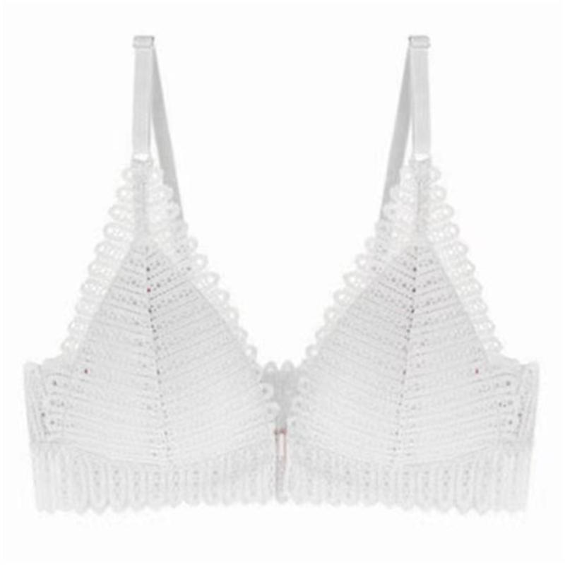 Lace Front Button Bralette Women's Underwear Sexy Backless Bra Without Bones Push Up Bra Triangle Thin Lingerie