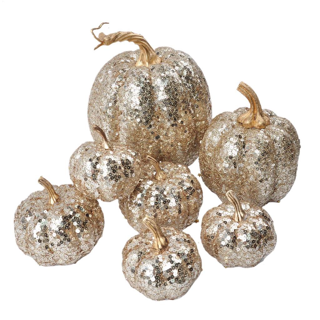 Fake Pumpkins 7Pcs Artificial Pumpkins Assorted Fake Simulation Pumpkin for Halloween Thanksgiving Party Home Decoration