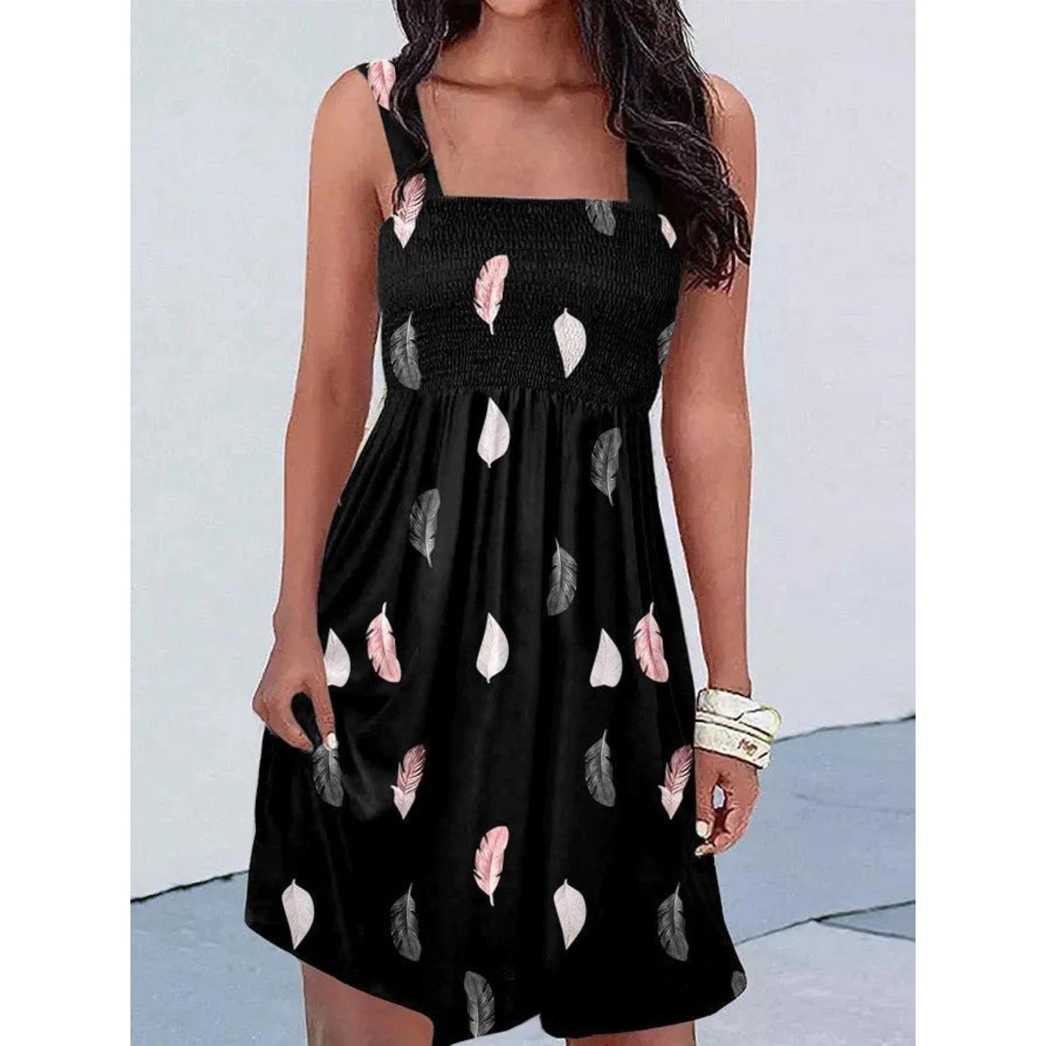 

2025 Новое женское платье с заниженной талией, элегантное платье с принтом, весна-лето, свободное и удобное S