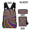 Classic Novelty Creative color blocking 3D Print 3pcs/Set School Bags Laptop Daypack Backpack Inclined shoulder bag Pencil Case