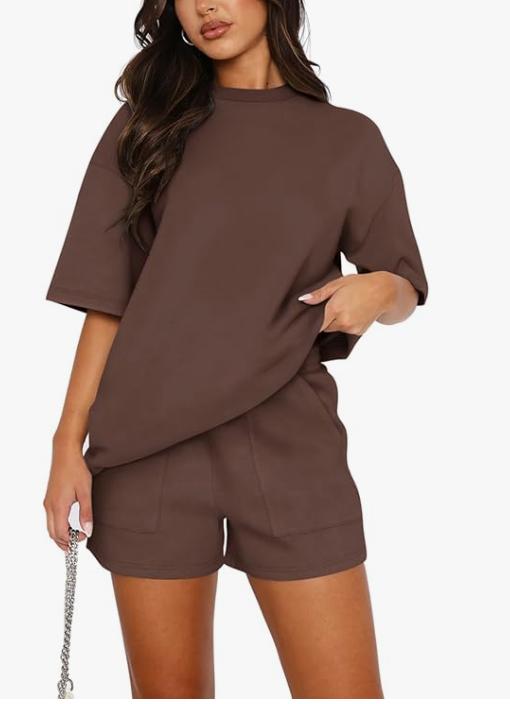 Fashion Summer Solid Casual Suit Elegant Casual O Neck Short Sleeve Short Pants Set Of 2 Pieces Holiday Womens Clothing