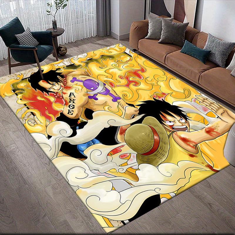 One Piece Luffy & Ace Anti-Slip Rug, Rectangular Carpet for Bedroom, Game Room & Living Room