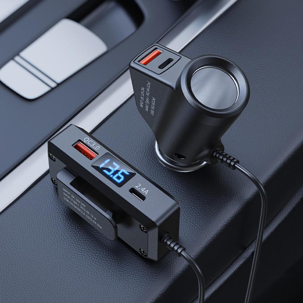 Car Charger Adapter Digital Display QC3.0 PD Car Cell Phone Charger For Vehicles Truck RV Sedan Automotive Smartphone Tablets