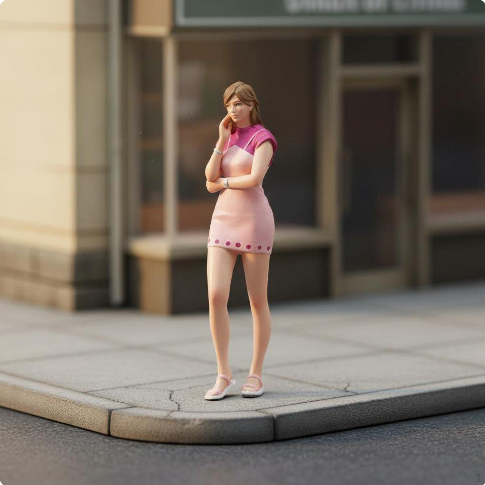 female Figure Street Fashion Diorama Person Model Highly Detailed Miniature Figurine for 1-24 Fine Painted