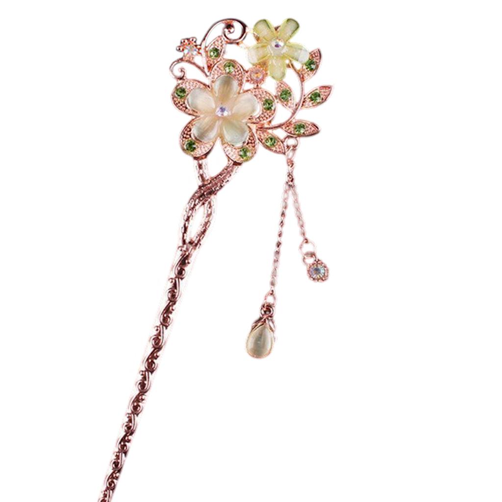 Elegant Silver Hair Stick with Crystal Filigree Buyao for Women Girl Buyao for Traditional Headpieces Hair Jewelry