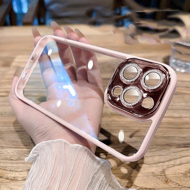 Husă transparentă cu sclipici de lux diamant pentru Iphone 14 13 12 11 Pro Max Plus Protecție lentile Huse de protecție antișoc