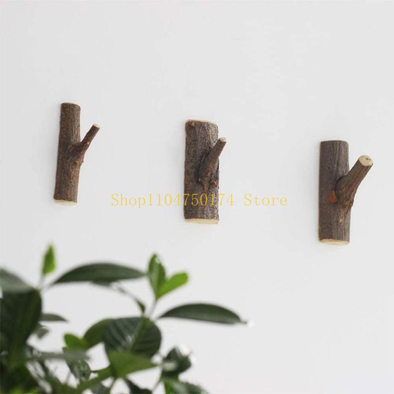 Vintage Tree Branch Wall Hook Rustic Decorative Wooden Adhesive Hooks for K top sale