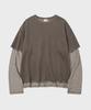HOOVES Cutoff Layered Sweatshirt [Brown]