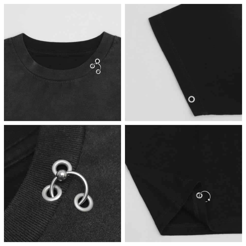 WEGO Unisex Short Sleeve with Short Sleeve Korean Summer Size Sumikuro T-Shirt Earrings, Top, Clothing, Clothes, Gift, Men's, M,