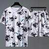 Mens Summer Thin Section Casual Sports Suit Short-sleeved T-shirt + Quick-drying Shorts Plus Size Two-piece Set