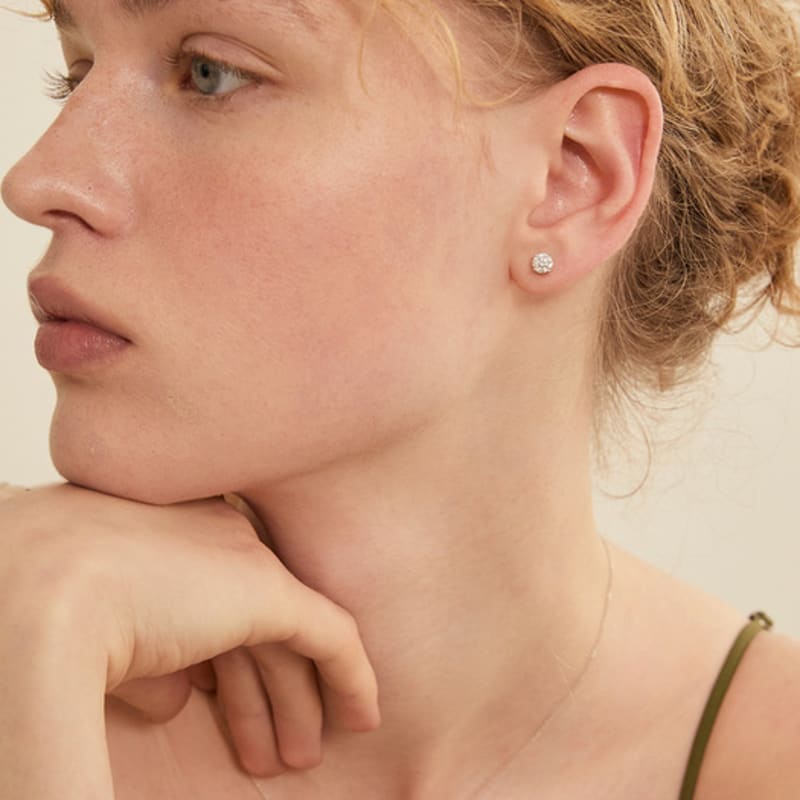 LUNNE 14k Round Brilliant 0.5 Carat Moissanite Earrings (14k Gold) #MOE01