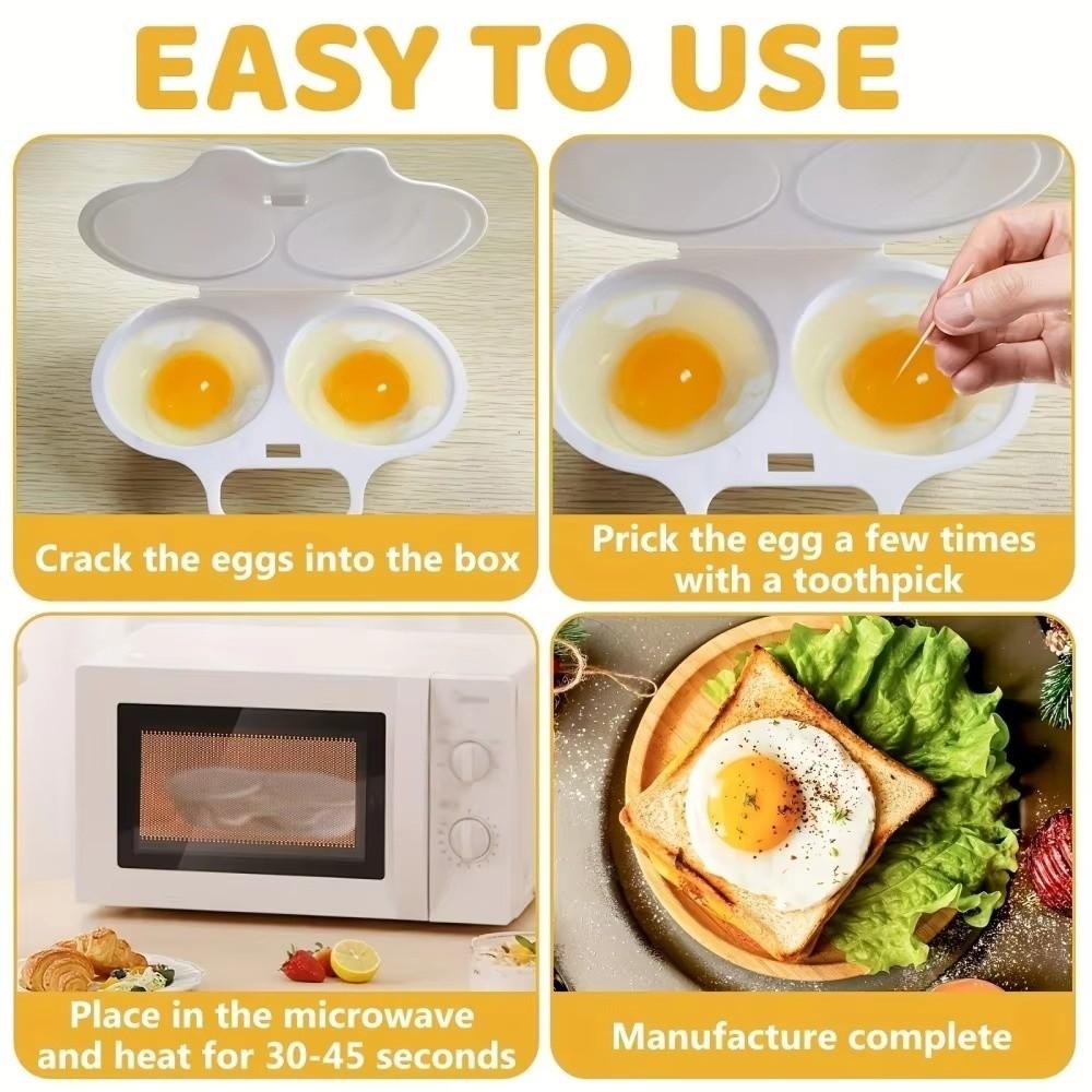 Double Cup Microwave Egg Cooker Non-Stick Steamed Egg Box Modern Egg Steamer  Kitchen Gadgets