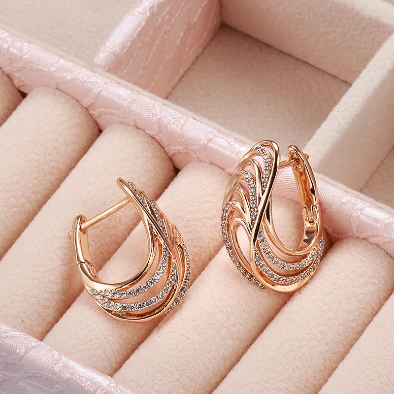 Luxury Crystal Flower Earrings For Women Micro-Wax Inlay Natural Zircon Bridal Wedding Jewelry Boho  Rose Gold Earrings