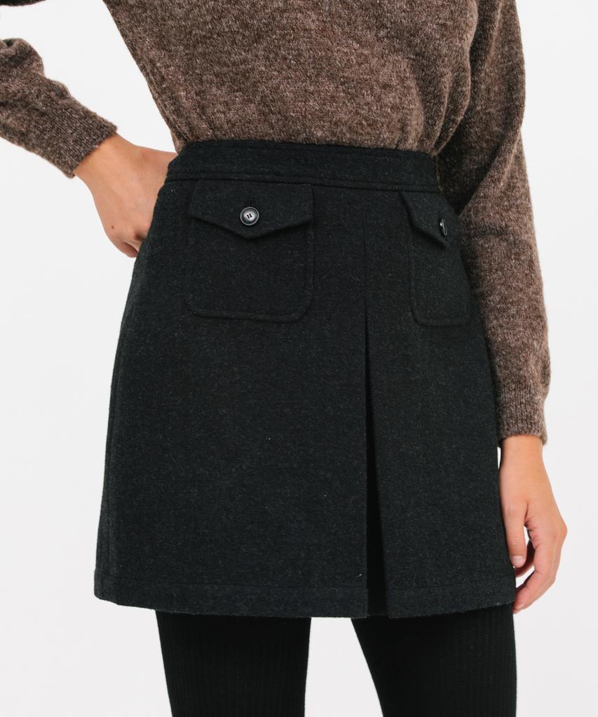 Jun By Jun K Pocket Wool Short Skirt_Black