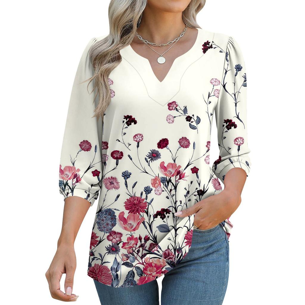 Women's 3/4 Sleeve Shirts Graphic Tees Shirts Casual Basic Tops Pullovers