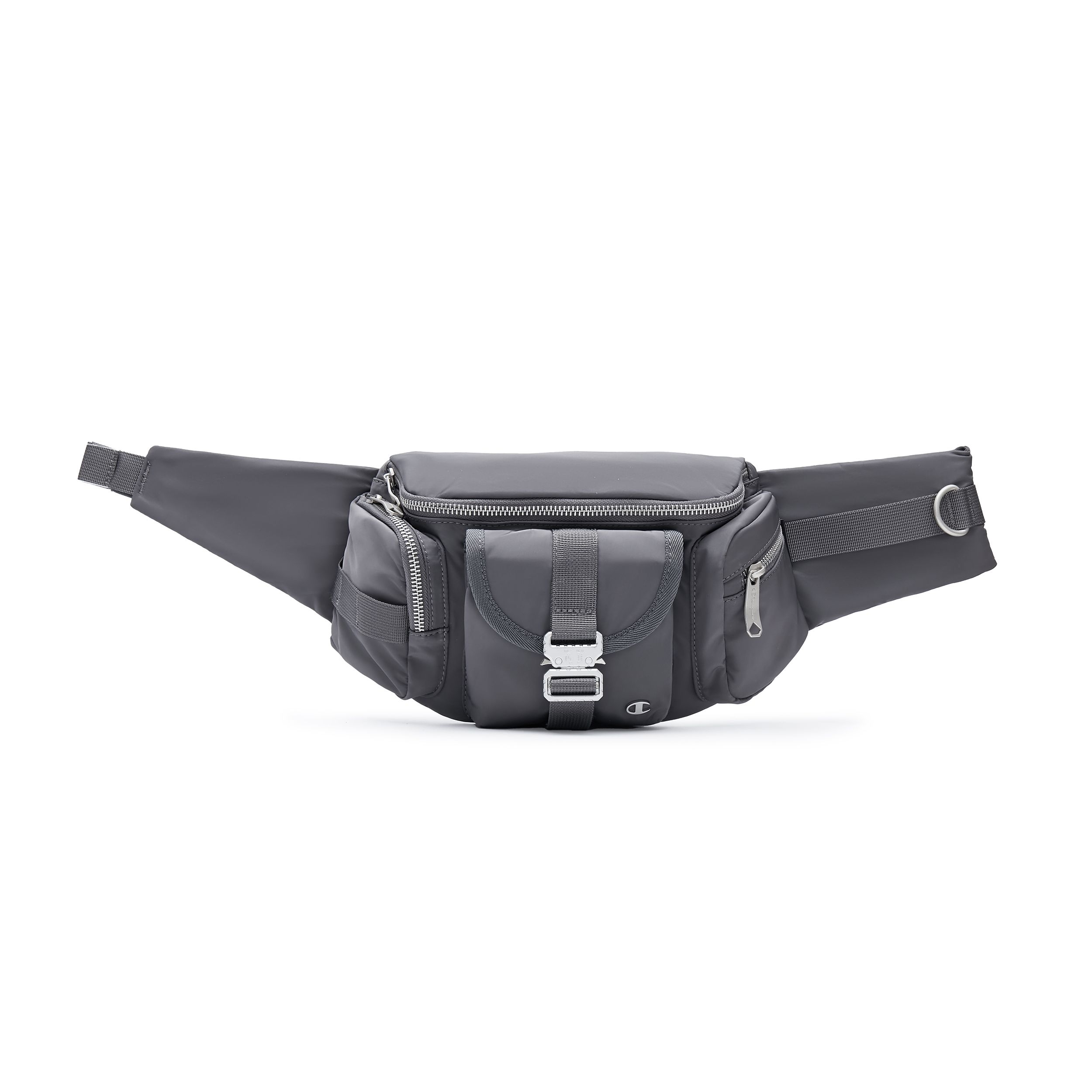 Champion FW24 Textured Metallic Small C-Logo Multi-Pocket Japanese Style Casual Versatile Fabric Waist Bag Unisex waist bag Gray Black U4DACPU41 Smoke Gray