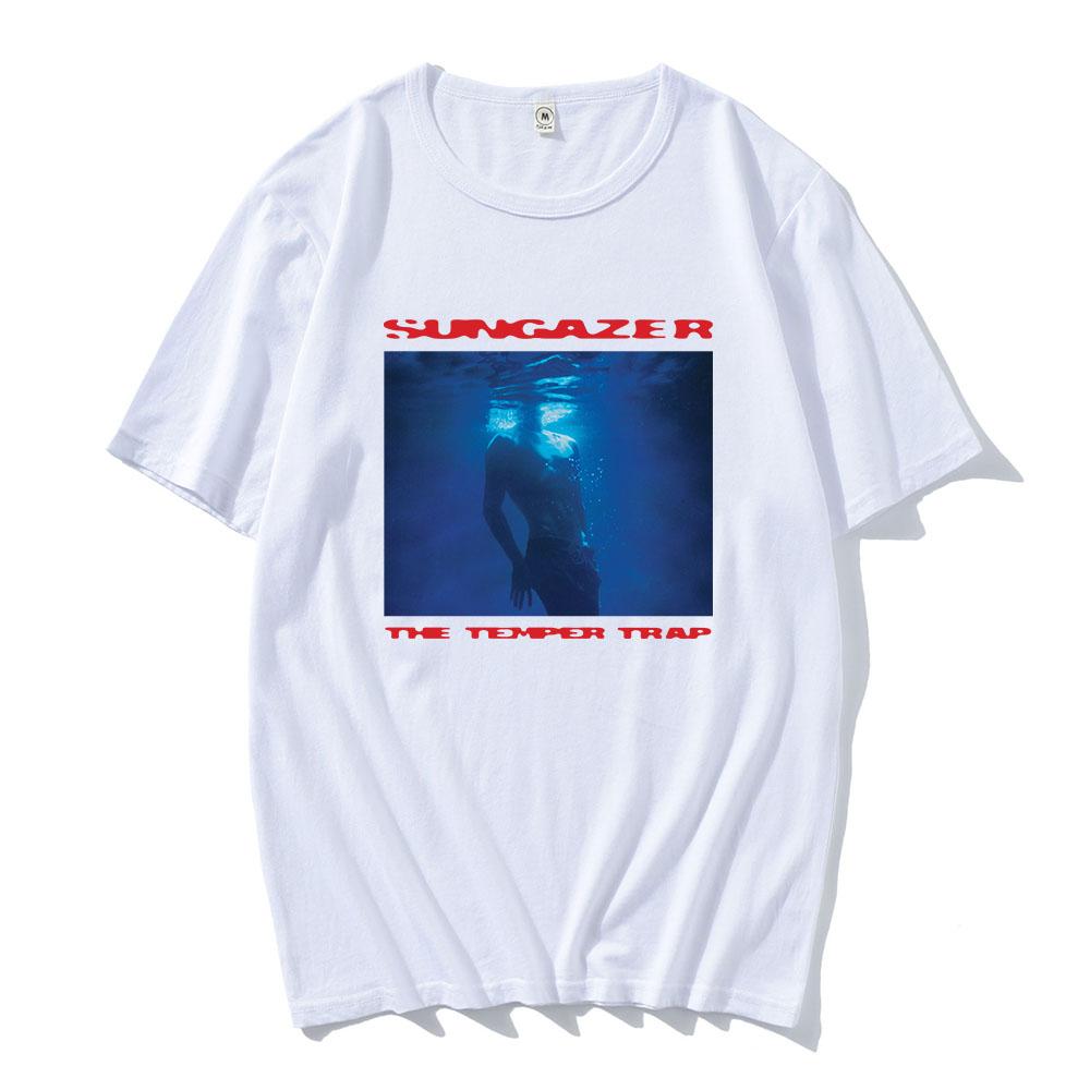 

The Temper Trap Sungazer Album T-shirt Summer O-neck Short Sleeve Male Tshirts Unisex Streetwear Cotton Soft Casual Mens Tees XXL білий