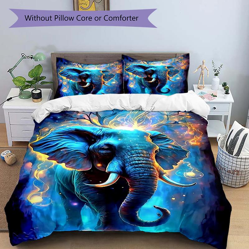 

3pcs Mystical Elephant Quilt Set Soft and Comfortable Bedroom, Guest Room and Dorm Decor Bedding Set.H063 135x200cm