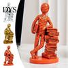 Abstract Human Sculpture for Bookshelf Resin Book Lover Statue, Reader Leaning On Stacked Book, Retro Style Bookish Home Decor Decorative Figurine